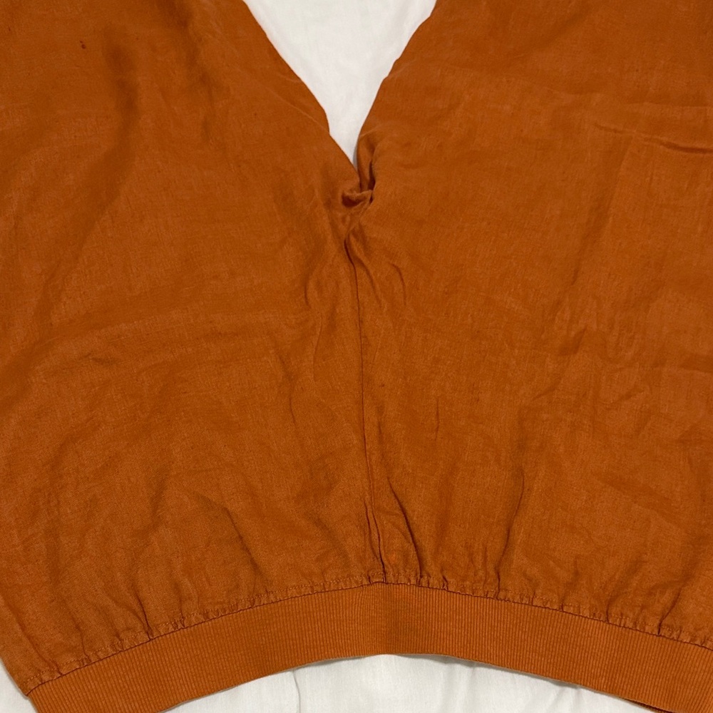 Three Dots Rust Orange Wide Leg Linen Pants - Picture 15 of 16